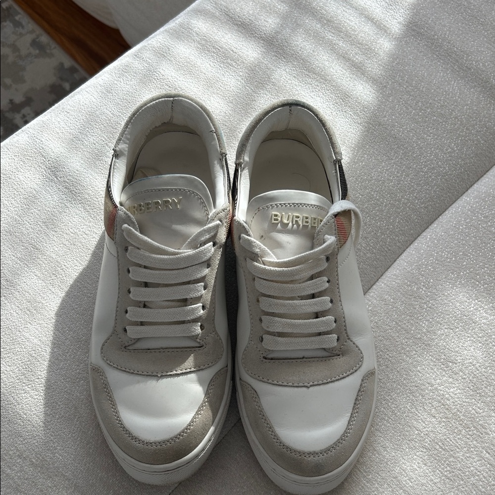 Burberry Women's Gray and White Sneakers